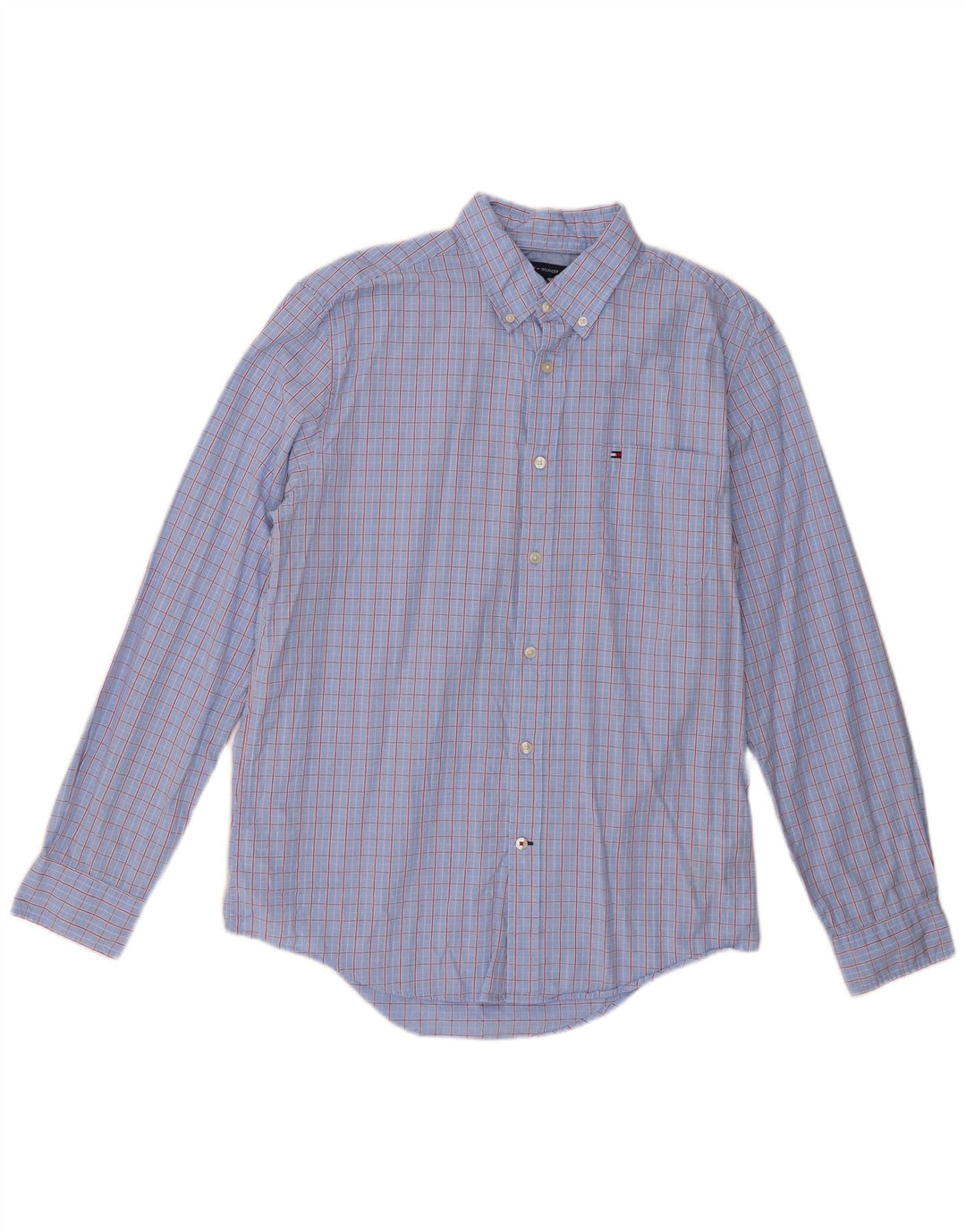 Tommy Hilfiger Mens Shirt Large Blue Check Cotton