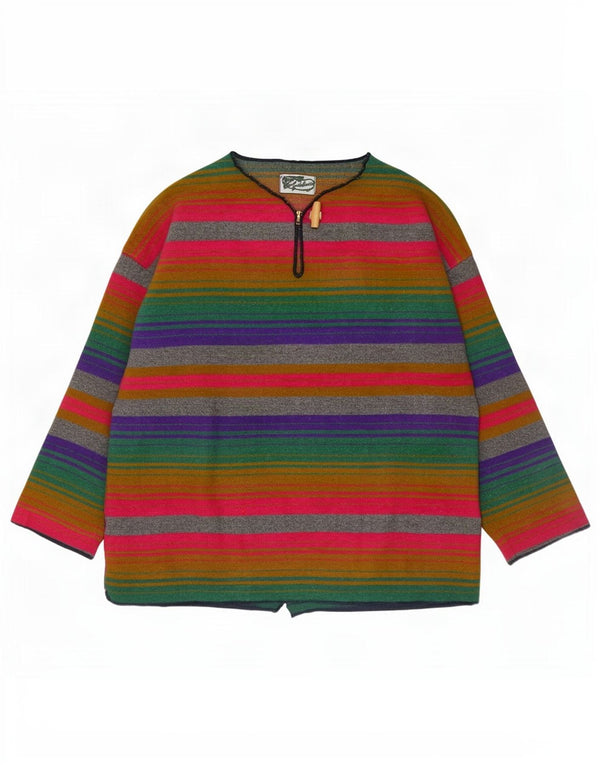 Vintage Womens V-Neck Jumper Sweater UK 18 XL Multicoloured Striped Wool
