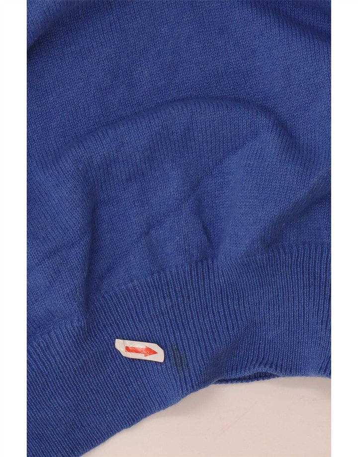 Fred Perry Mens Zip Neck Jumper Sweater Medium Blue Wool