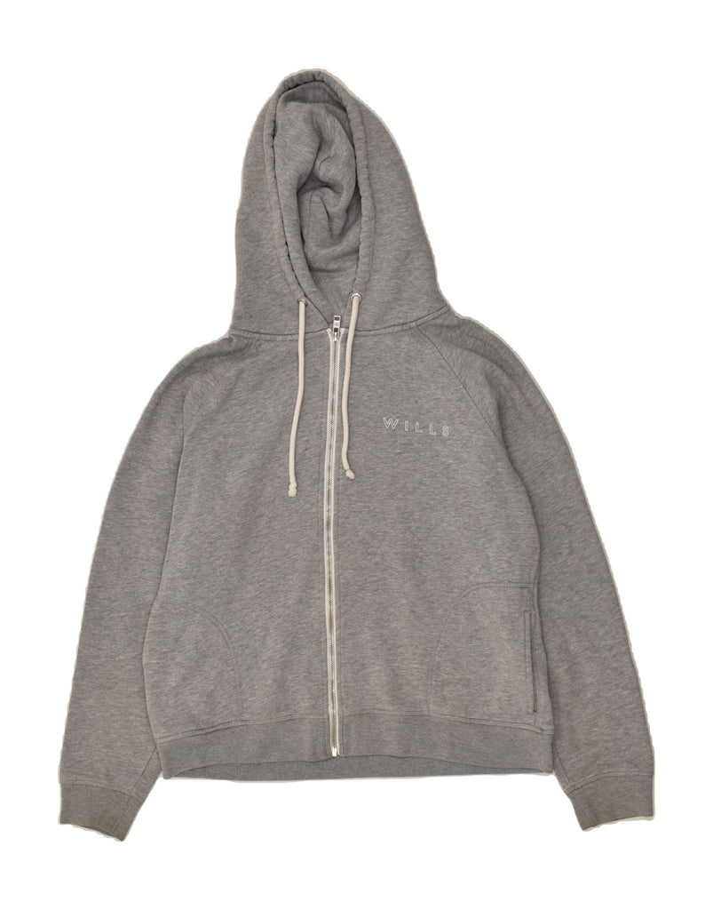 JACK WILLS Womens Zip Hoodie Sweater UK 14 Large Grey Cotton | Vintage Jack Wills | Thrift | Second-Hand Jack Wills | Used Clothing | Messina Hembry 