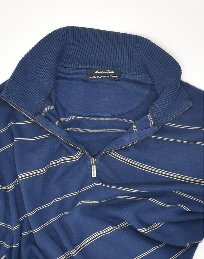 MASSIMO DUTTI Mens Short Sleeve Zip Neck Jumper Sweater Medium Navy Blue | Vintage Massimo Dutti | Thrift | Second-Hand Massimo Dutti | Used Clothing | Messina Hembry 