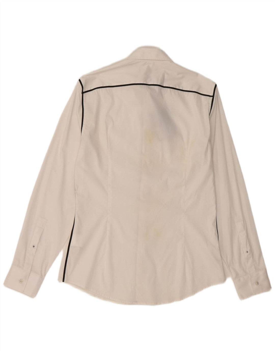 Trussardi Mens Shirt Size 40 Medium White Striped Cotton