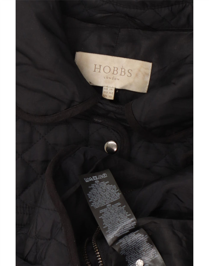 Hobbs Womens Quilted Overcoat UK 14 Medium Black Polyamide