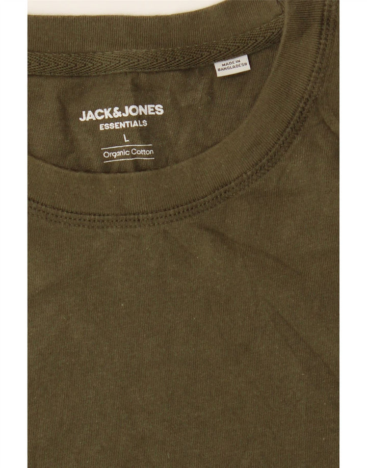 JACK & JONES Mens T-Shirt Top Large Khaki Cotton Vintage Jack & Jones and Second-Hand Jack & Jones from Messina Hembry 