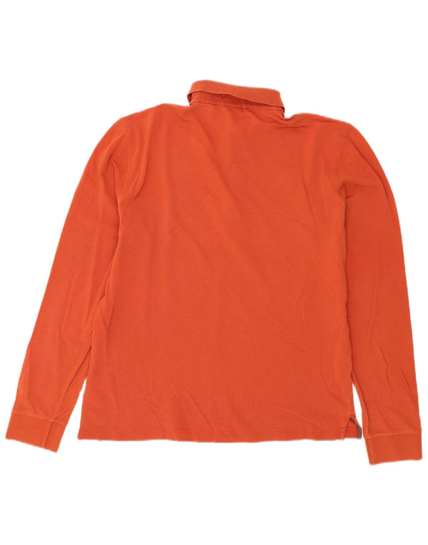Hugo Boss Mens Long Sleeve Polo Shirt Small Orange