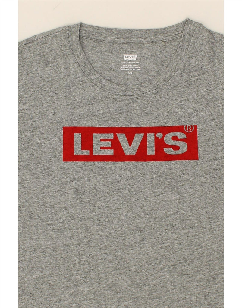 LEVI'S Womens Graphic T-Shirt Top UK 16 Large Grey Flecked Cotton Vintage Levi's and Second-Hand Levi's from Messina Hembry 