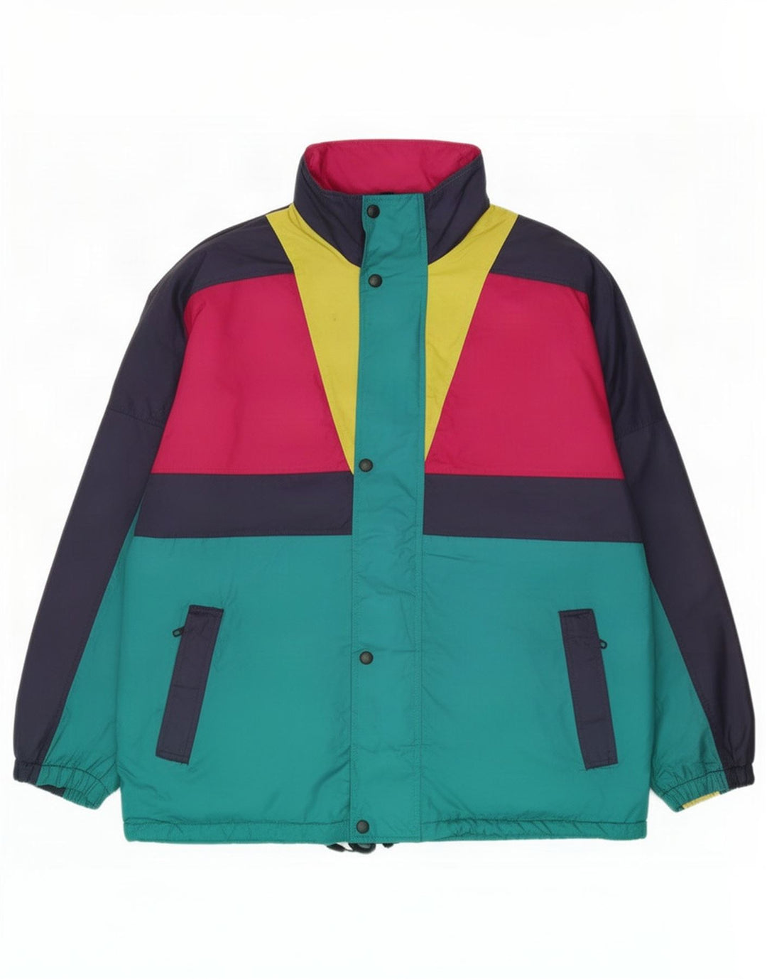 O'Kief Mens Loose Fit Tracksuit Top Jacket Large Blue Colourblock Nylon