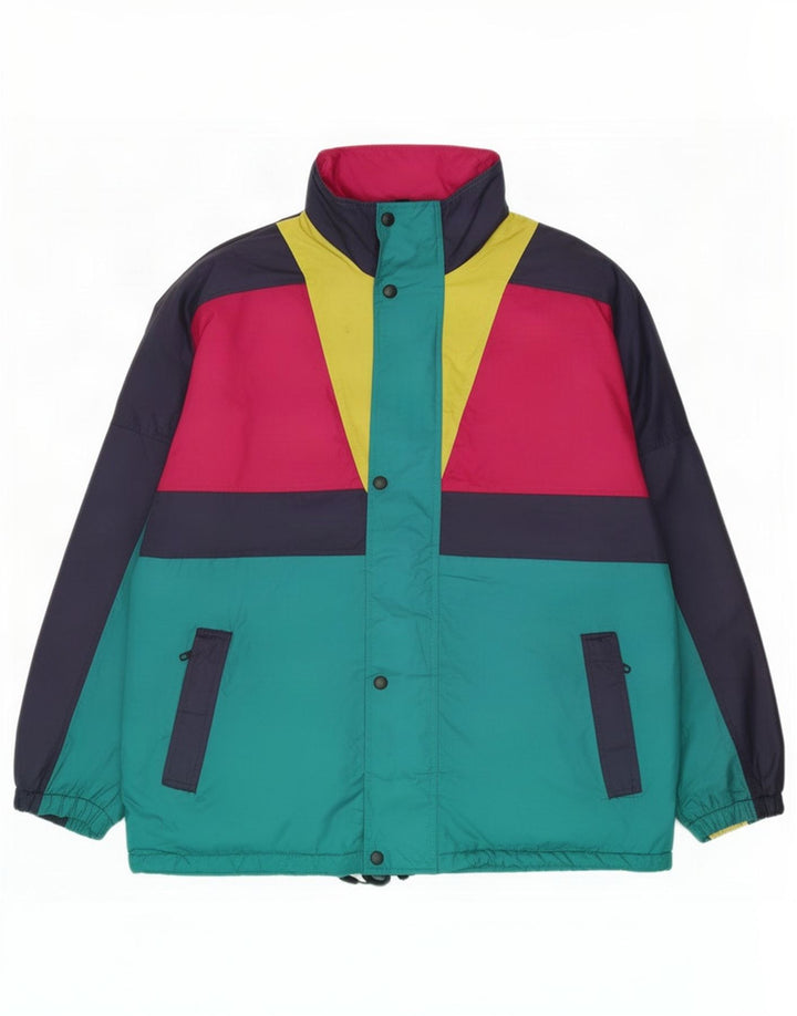 O'Kief Mens Loose Fit Tracksuit Top Jacket Large Blue Colourblock Nylon