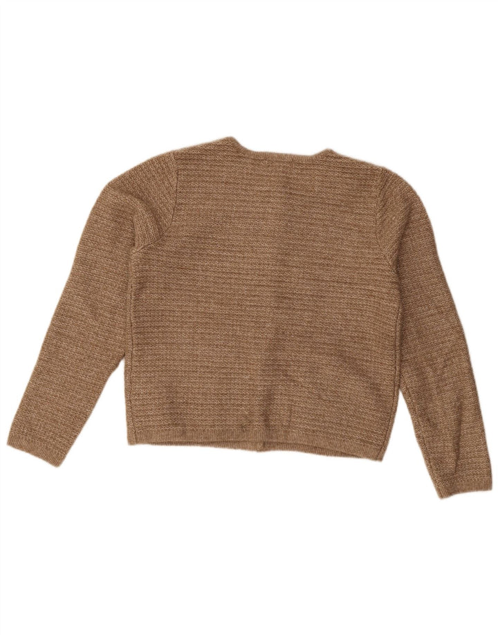 Marks & Spencer Womens Crop Cardigan Sweater UK 14 Medium Brown Polyester