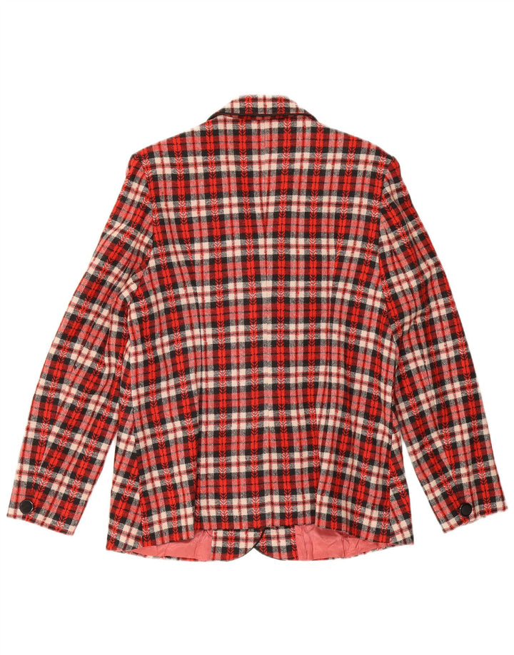 Vintage Womens 3 Button Blazer Jacket UK 12 Medium Red Check