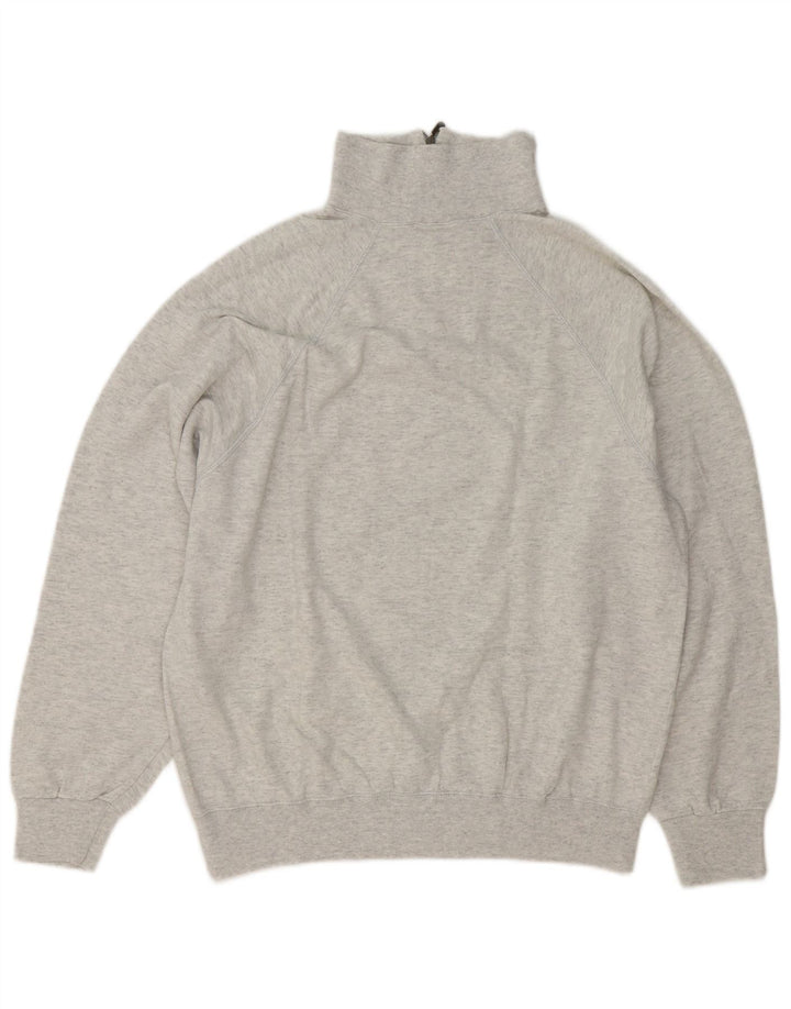 Champion Mens Zip Neck Sweatshirt Jumper Medium Grey Flecked Cotton