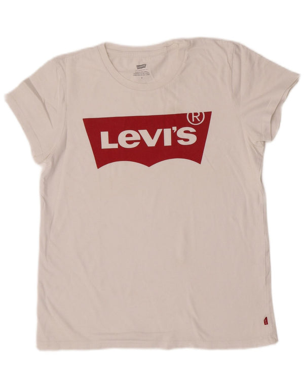 Levi's Womens Graphic T-Shirt Top UK 12 Medium White