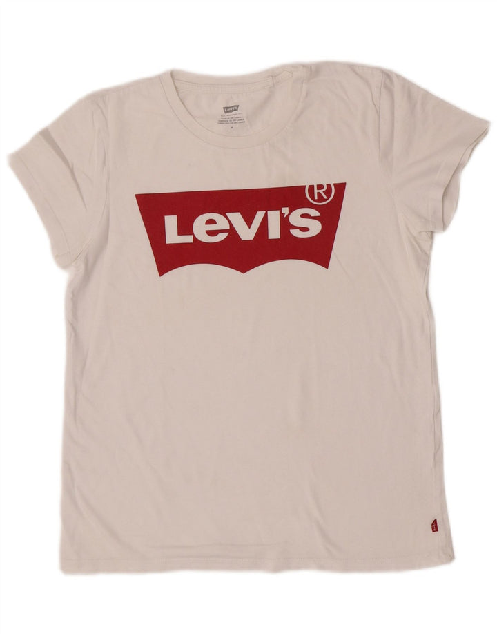 Levi's Womens Graphic T-Shirt Top UK 12 Medium White