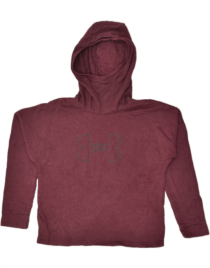 UNDER ARMOUR Womens Hoodie Jumper UK 14 Medium Maroon | Vintage Under Armour | Thrift | Second-Hand Under Armour | Used Clothing | Messina Hembry 