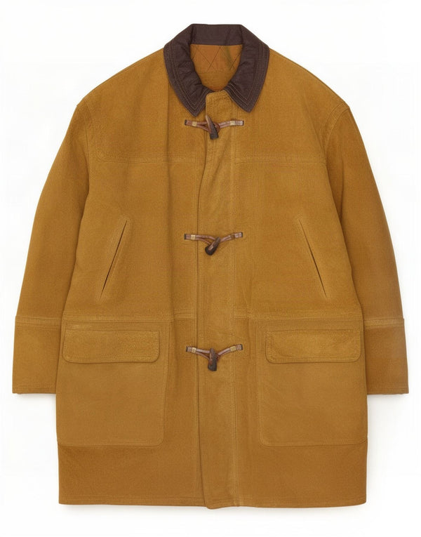 Vintage Mens Suede Duffle Coat IT 52 XL Beige Leather