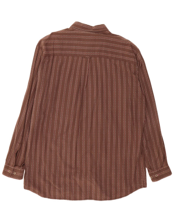 Marlboro Classics Mens Shirt 3XL Brown Striped Cotton