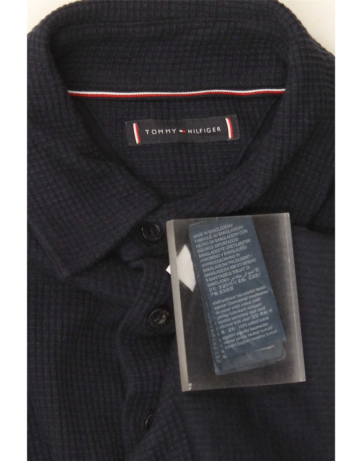 Tommy Hilfiger Mens Flannel Shirt Small Navy Blue Cotton