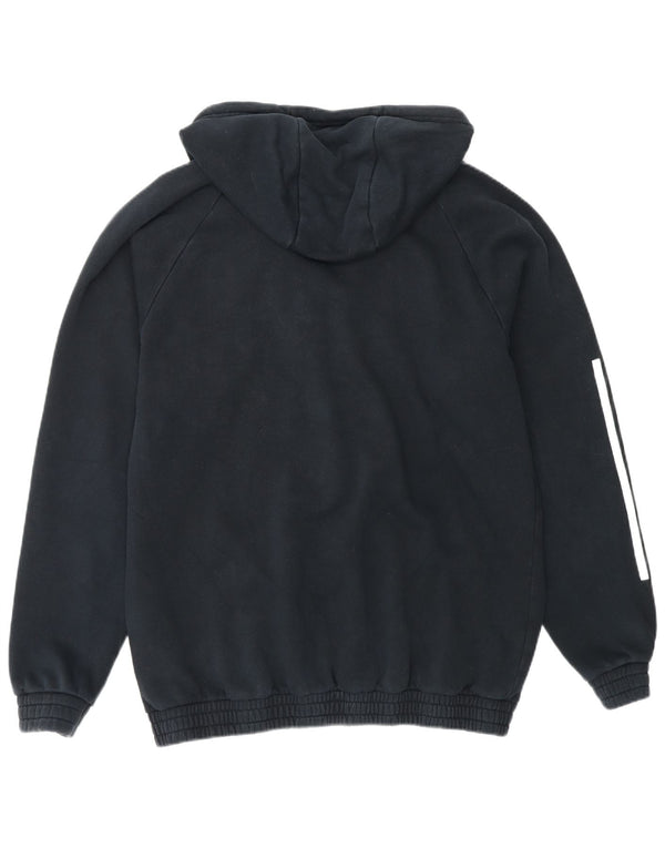 Adidas Mens Zip Hoodie Sweater UK 42/44 Large Navy Blue Cotton