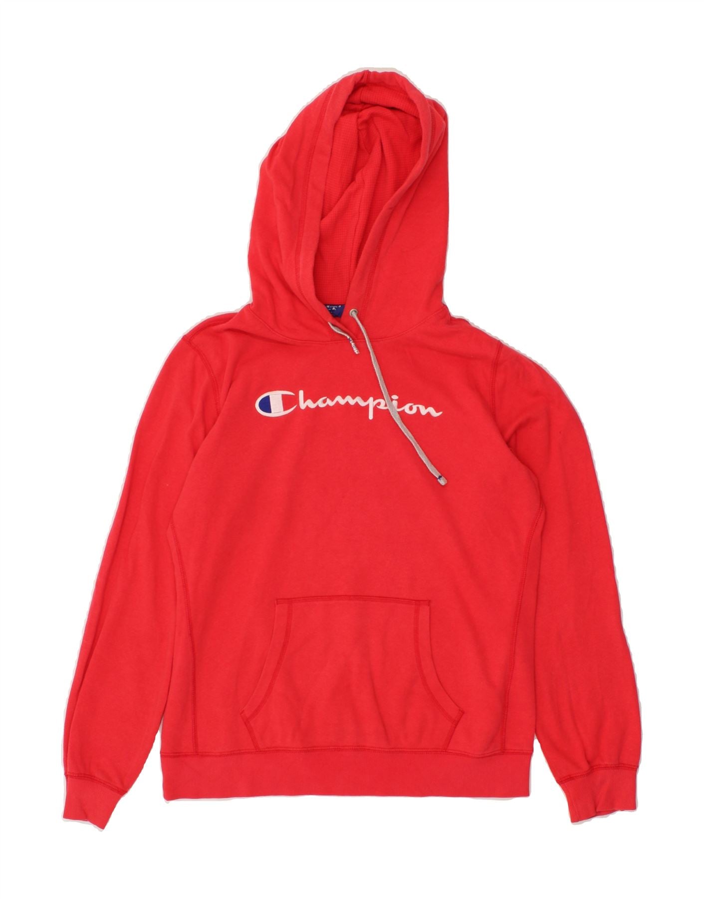 CHAMPION Womens Graphic Hoodie Jumper UK 14 Large Red Vintage