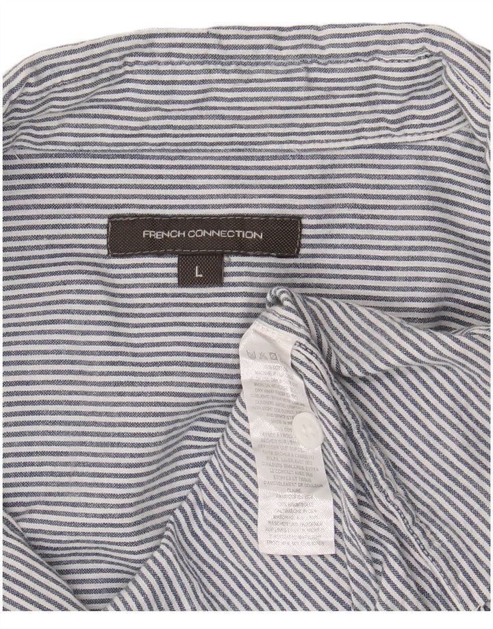 French Connection Womens 3/4 Sleeve Blouse Top UK 16 Large Blue Striped