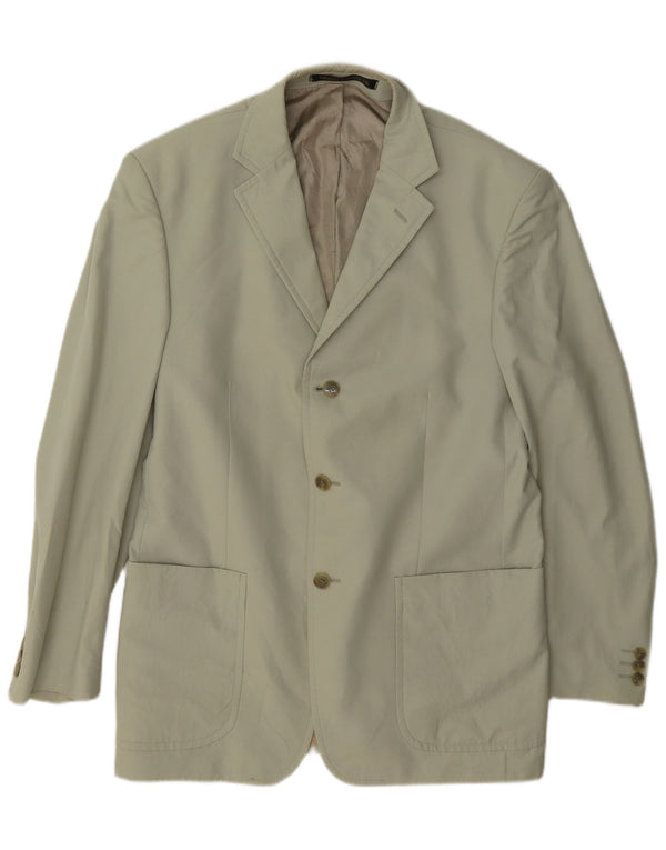 Marks & Spencer Mens 3 Button Blazer Jacket UK 40 Medium Beige Cotton