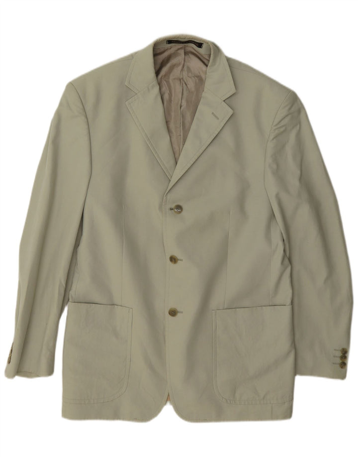 Marks & Spencer Mens 3 Button Blazer Jacket UK 40 Medium Beige Cotton