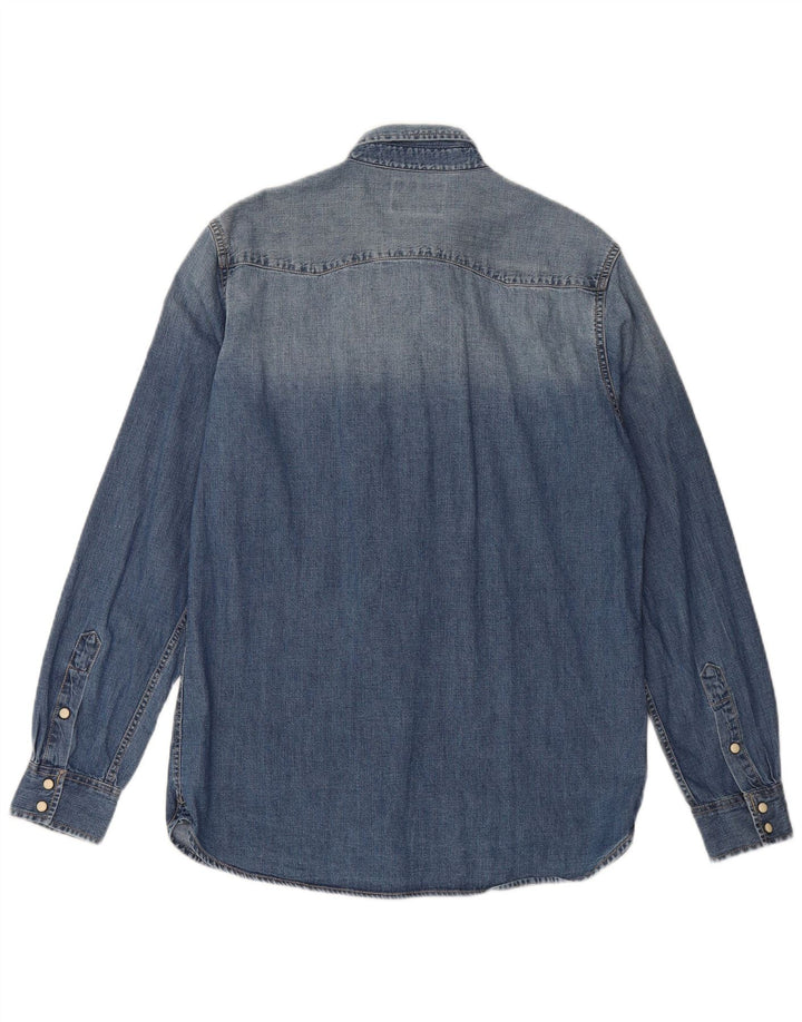 ZARA Mens Denim Shirt Large Blue Cotton