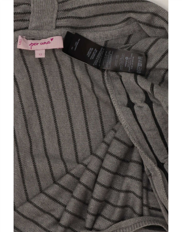 Marks & Spencer Womens 3/4 Sleeve Cardigan Sweater UK 12 Medium Grey
