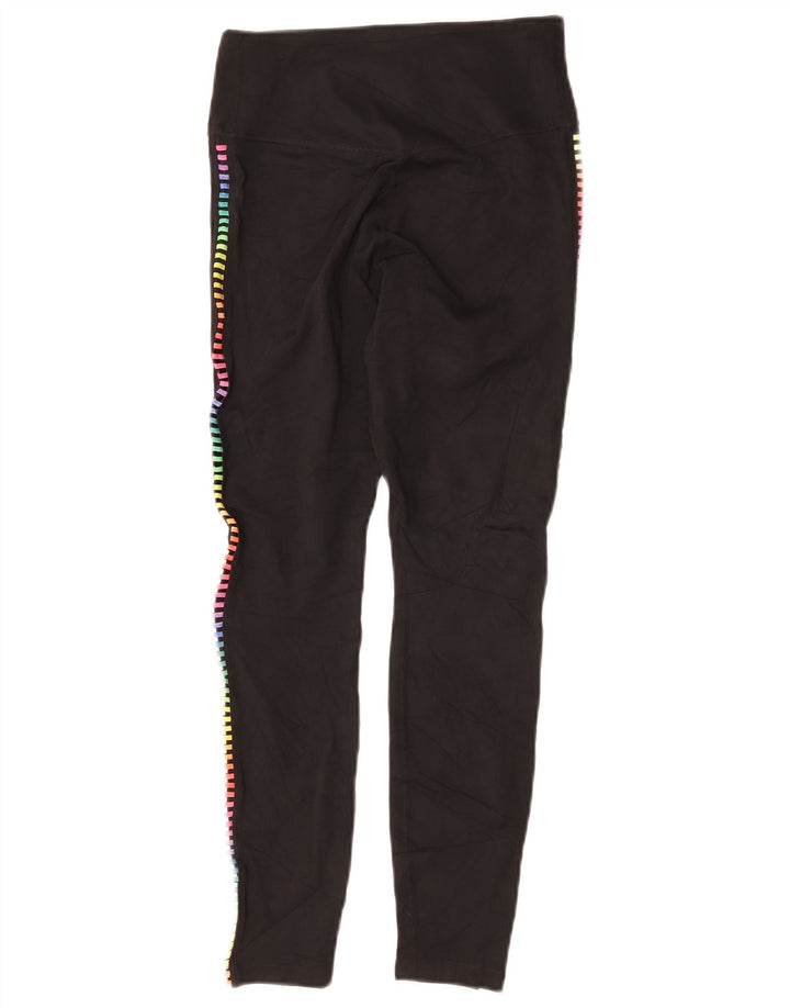 Nike Womens Dri Fit Leggings UK 8 Small Black Geometric Polyester