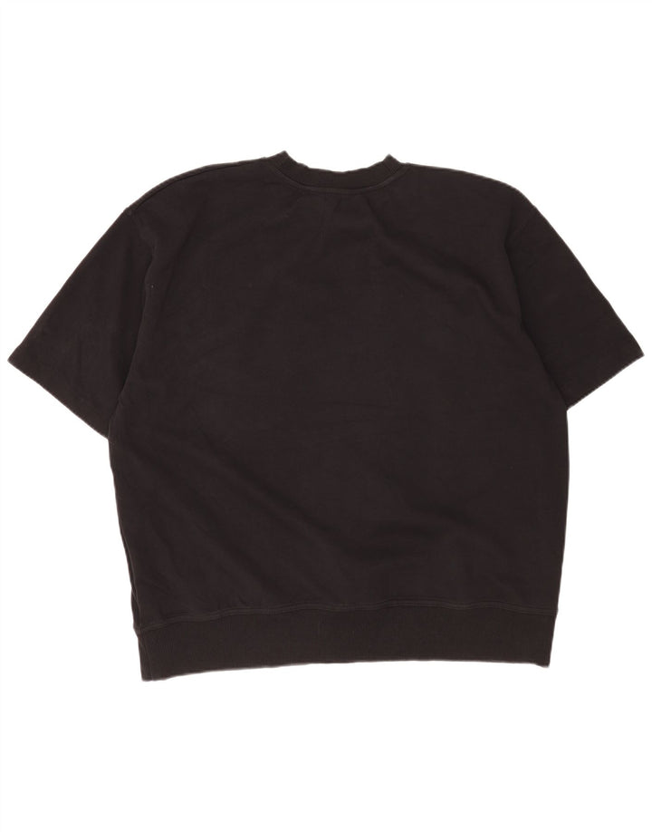Zara Mens T-Shirt Top UK 16 Large Black Cotton