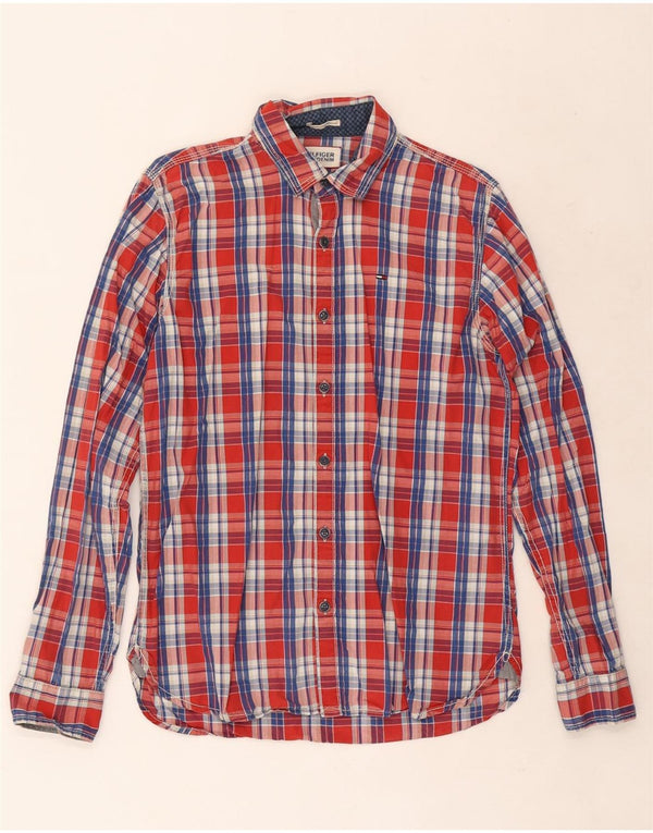 Tommy Hilfiger Mens Shirt Small Red Check Cotton