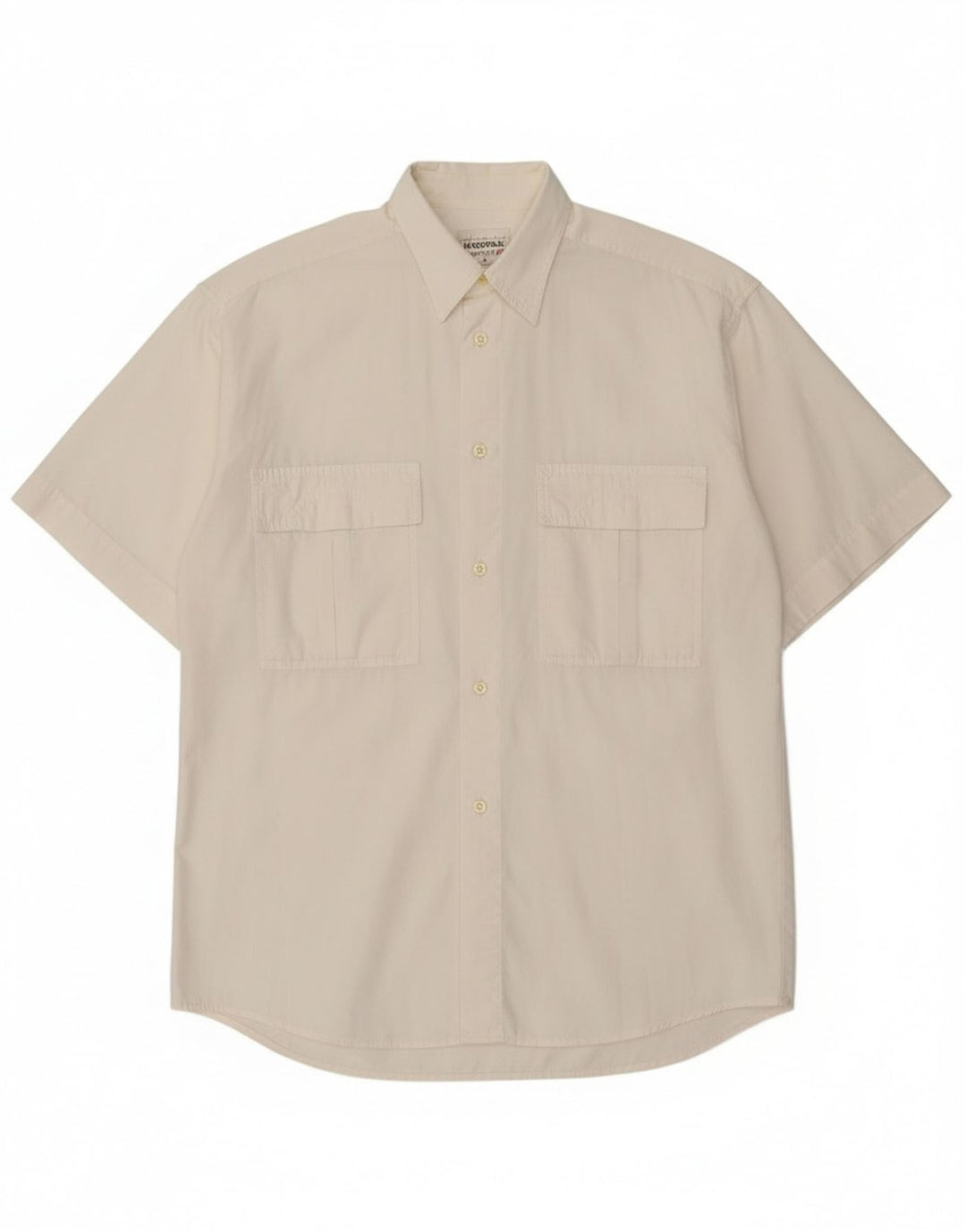 Stefanel Mens Short Sleeve Shirt Medium Off White Cotton