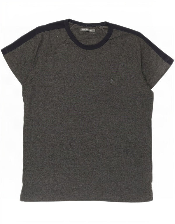 French Connection Mens T-Shirt Top XL Grey Colourblock Cotton