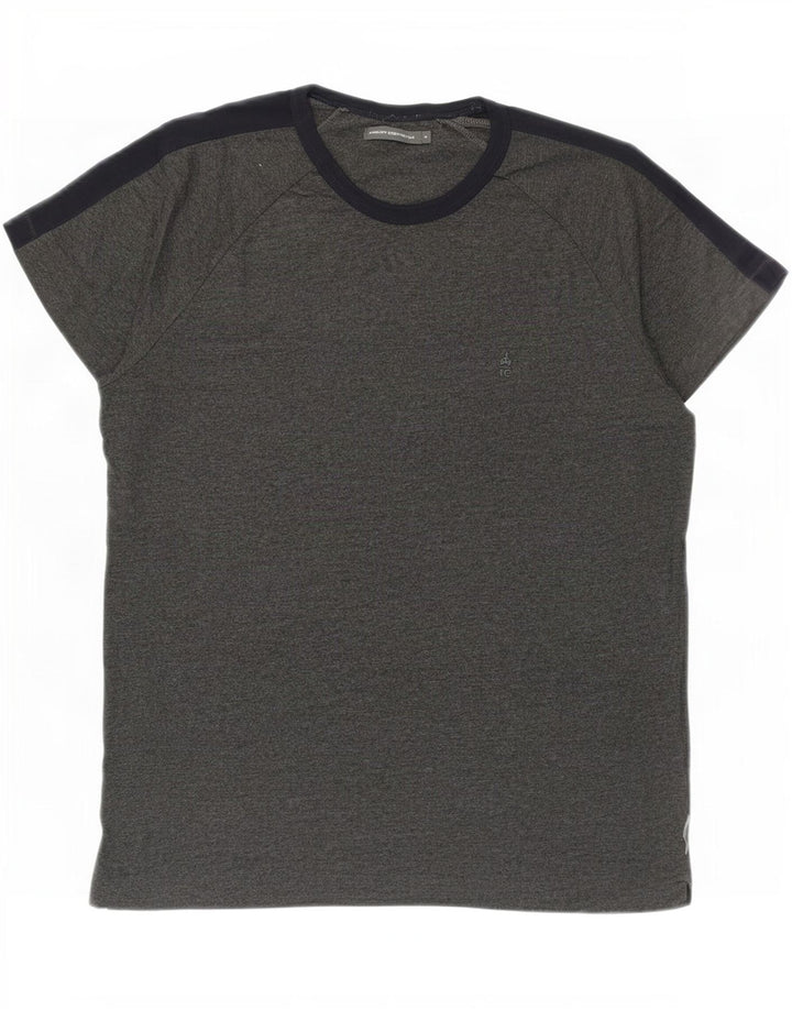 French Connection Mens T-Shirt Top XL Grey Colourblock Cotton