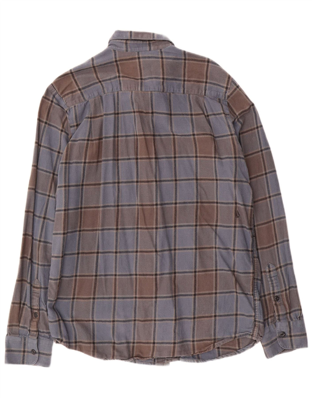 Volcom Mens Modern Fit Flannel Shirt Large Blue Plaid Cotton