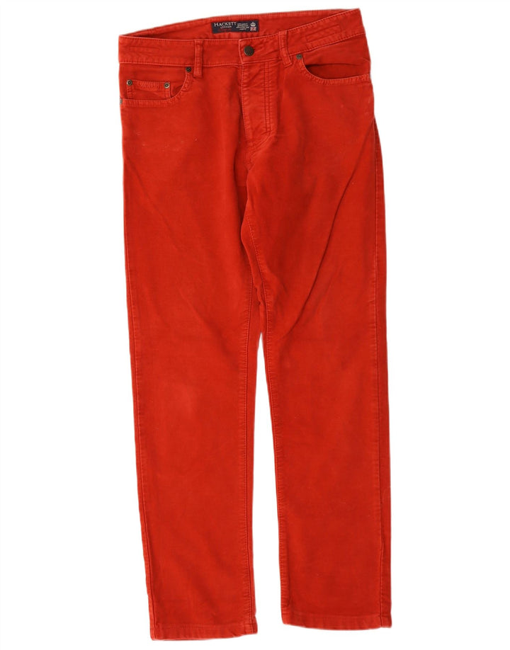 Hackett Mens Straight Casual Trousers W30 L29 Red Cotton