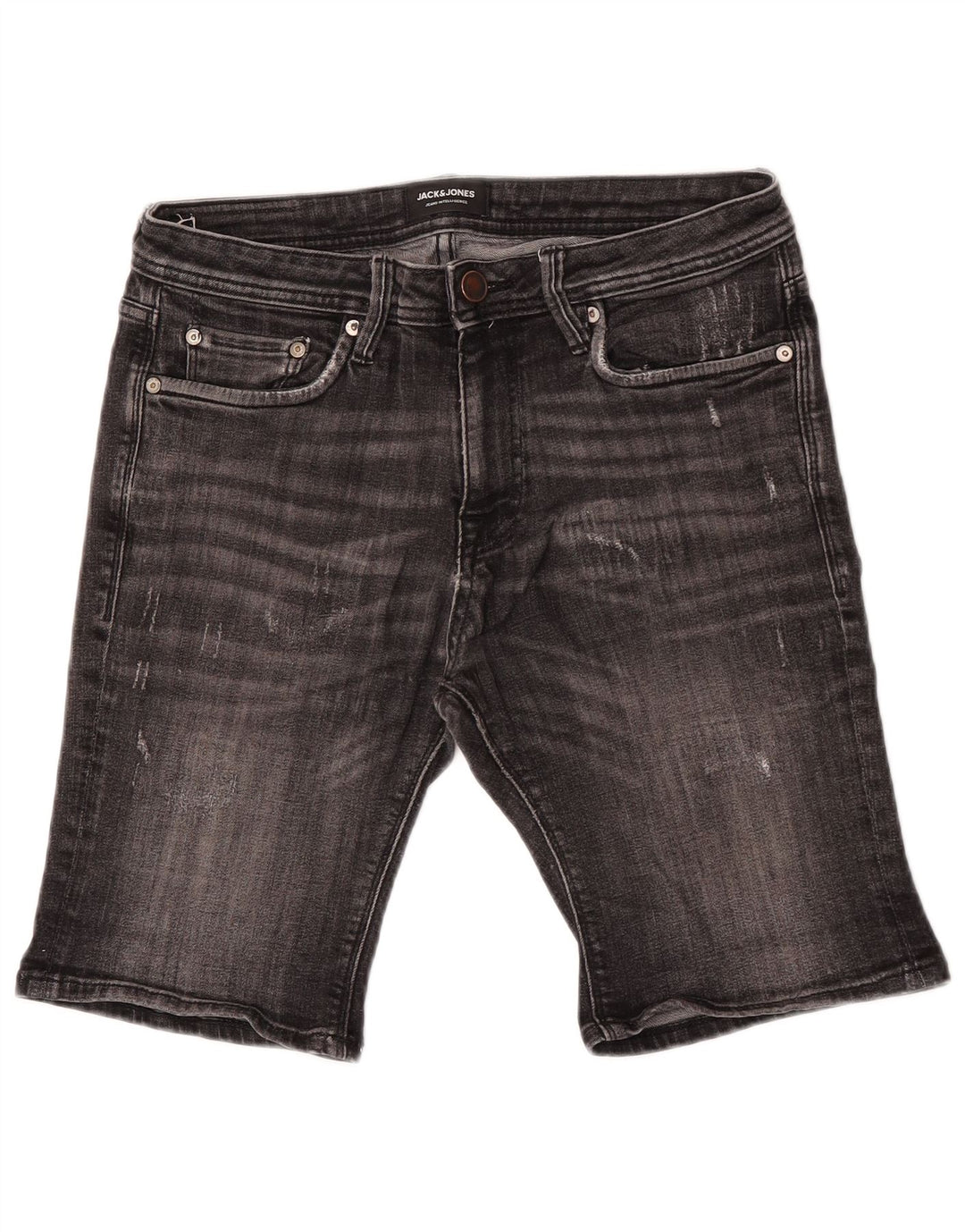 Jack & Jones Mens Distressed Denim Shorts Small W30 Grey Cotton