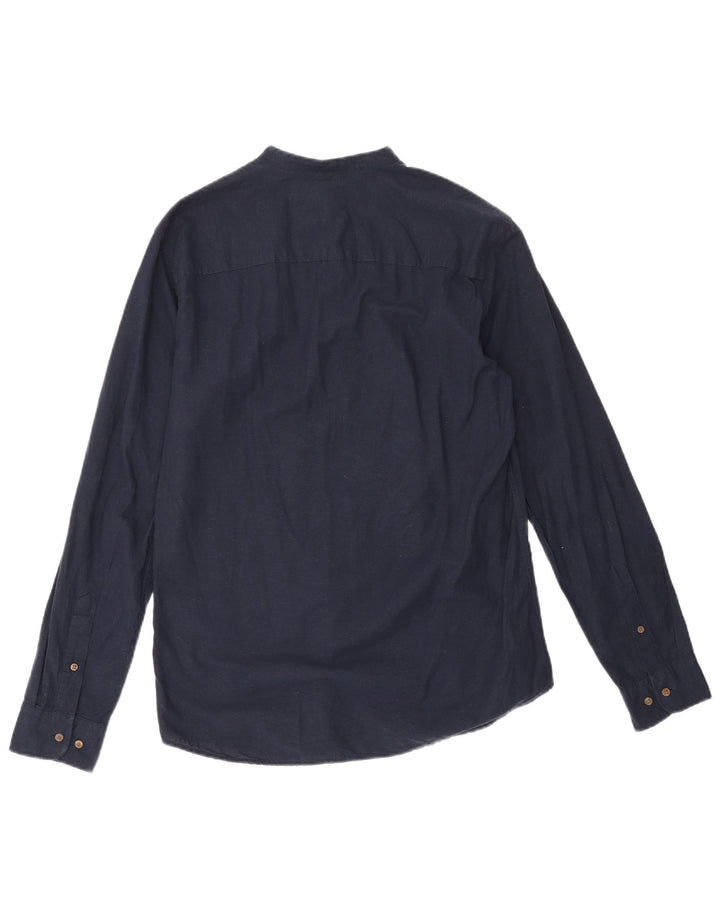 Jack & Jones Mens Slim Fit Pullover Shirt Medium Navy Blue Cotton