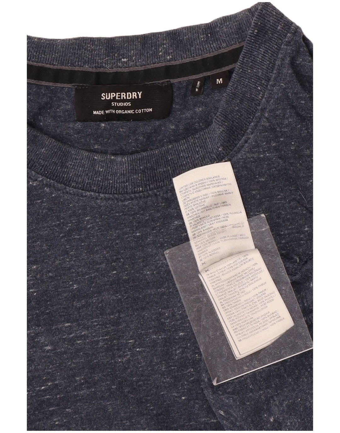 Superdry Mens T-Shirt Top Medium Navy Blue Flecked Cotton
