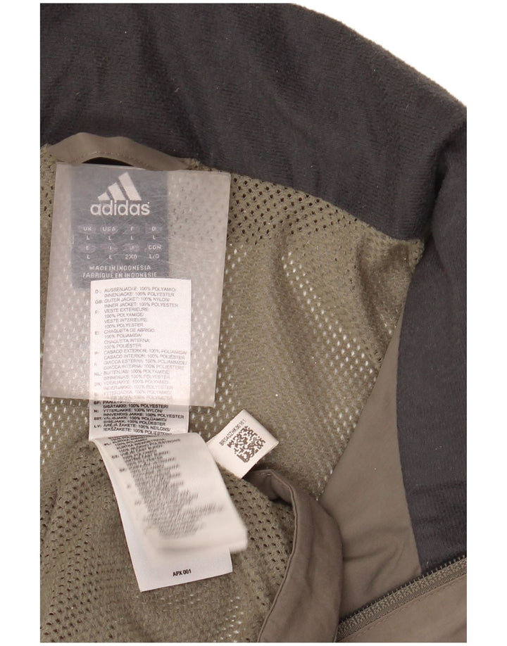 Adidas Mens Rain Jacket UK 40 Large Khaki Nylon