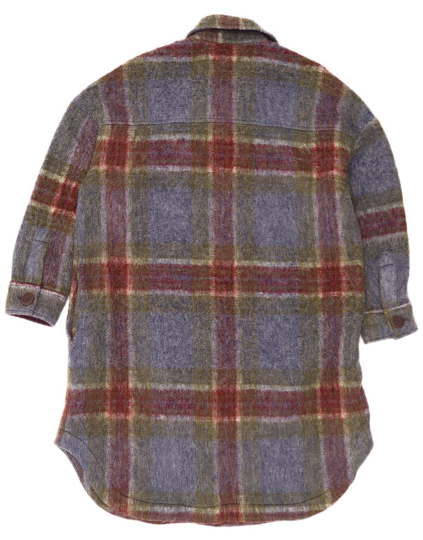 Zara Womens Oversized Shirt Dress UK 6 XS Multicoloured Check Acrylic