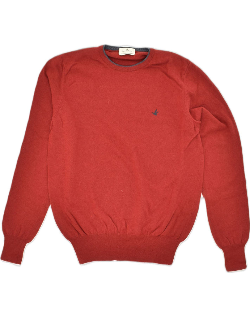 BROOKSFIELD Mens Crew Neck Jumper Sweater Small Red Wool | Vintage Brooksfield | Thrift | Second-Hand Brooksfield | Used Clothing | Messina Hembry 