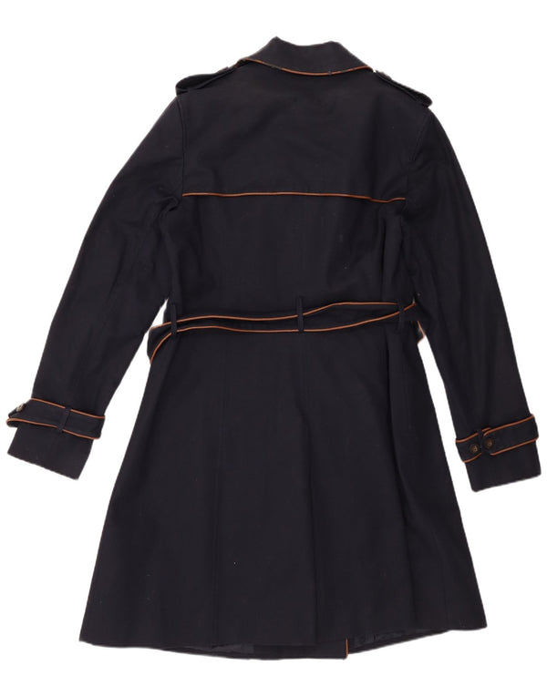 Hobbs Womens Trench Coat UK 16 Large Navy Blue Cotton