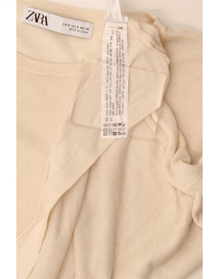 Zara Womens Oversized T-Shirt Top UK 10 Small Off White Viscose