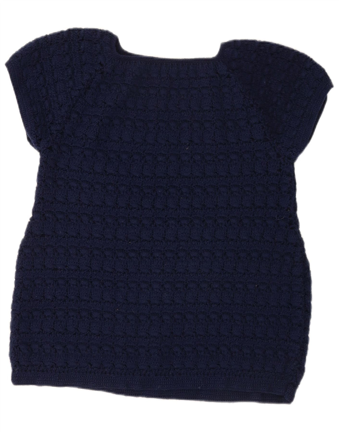 Vintage Womens Knit Blouse Top UK 12 Medium Navy Blue