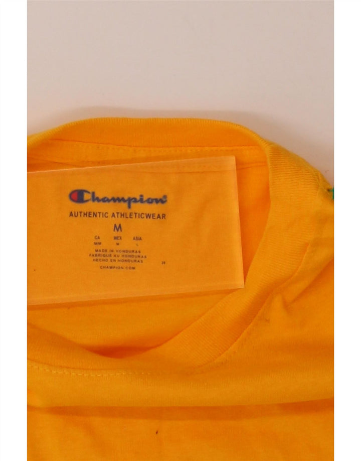CHAMPION Mens Graphic T-Shirt Top Medium Yellow Cotton Vintage Champion and Second-Hand Champion from Messina Hembry 
