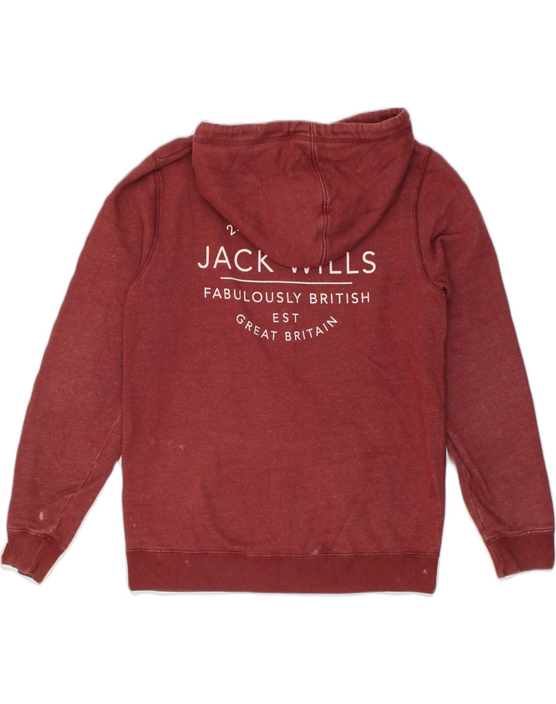 JACK WILLS Mens Graphic Zip Hoodie Sweater Medium Maroon Cotton | Vintage Jack Wills | Thrift | Second-Hand Jack Wills | Used Clothing | Messina Hembry 