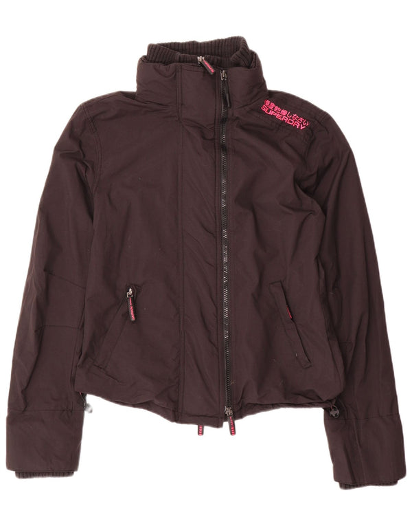 Superdry Womens Windcheater Graphic Windbreaker Jacket UK 12 Medium Black