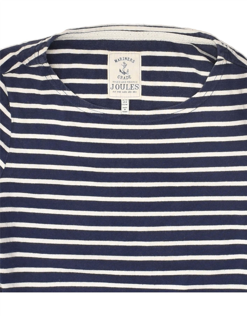 JOULES Womens Top Long Sleeve UK 12 Medium Navy Blue Striped Cotton | Vintage Joules | Thrift | Second-Hand Joules | Used Clothing | Messina Hembry 