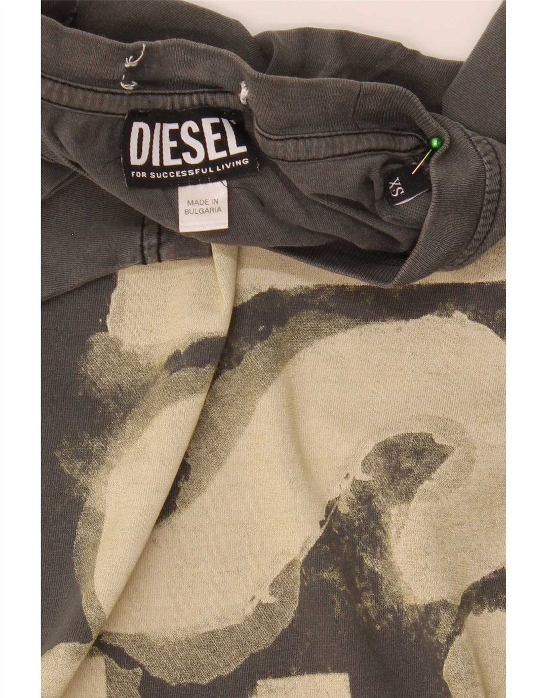 Diesel Mens Graphic T-Shirt Top XS Khaki